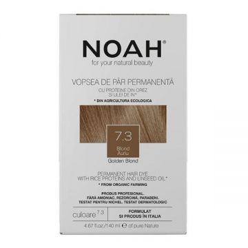 Vopsea de Par Permanenta fara Amoniac cu Proteine din Orez si Ulei de In - Noah, nuanta 7.3 Blond Auriu, 140 ml