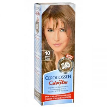 Vopsea de Par Silk&Shine Gerocossen Color Plus, nuanta 10 Blond Inchis, 50 g