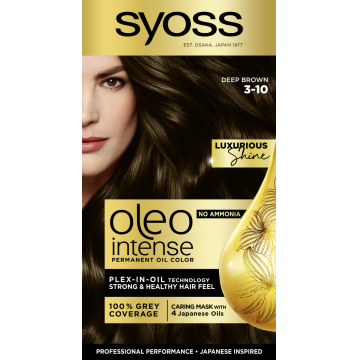 Vopsea de par fara amoniac Color Oleo 3-10 saten intens, 115ml, Syoss