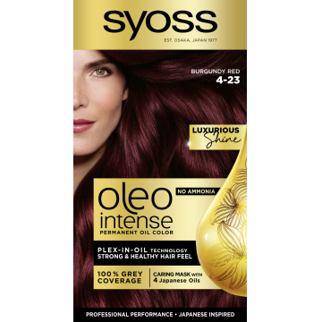 Vopsea de par fara amoniac Color Oleo 4-23 roscat burgundy, 115ml, Syoss