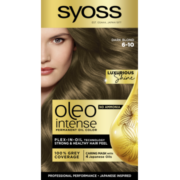 Vopsea de par fara amoniac Color Oleo 6-10 Blond Inchis, 115ml, Syoss