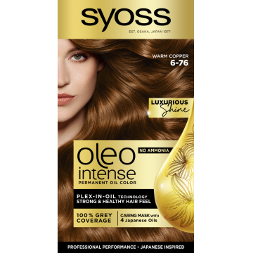 Vopsea de par fara amoniac Color Oleo 6-76 aramiu cald, 115ml, Syoss