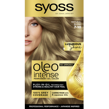 Vopsea de par fara amoniac Color Oleo 7-10 blond natural, 115ml, Syoss