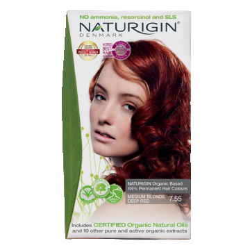 Vopsea de par Medium Blonde Deep Red 7.55, 115ml, Naturigin