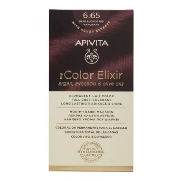 Vopsea de par My Color Elixir Dark Blonde Intense Red Mahogany 6.65, 155 ml, Apivita