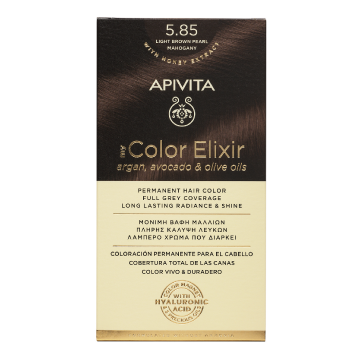 Vopsea de par My Color Elixir, Light Brown Pearl Mahogany N5.85, 155 ml, Apivita