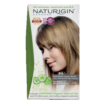 Vopsea de par Natural Medium Blonde 7.0, 115ml, Naturigin