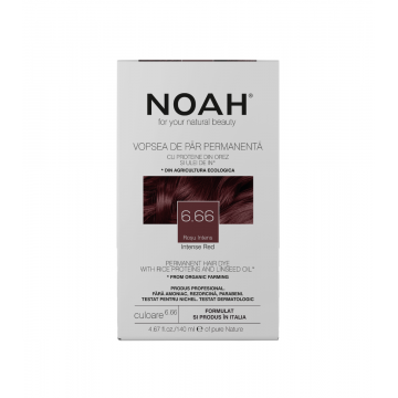 Vopsea de par naturala Rosu inchis (6.66), 140ml, Noah