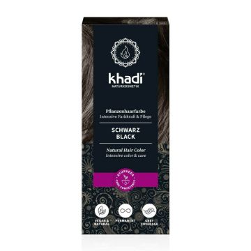 Negru Khadi - vopsea de par naturala, 100gr