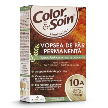 Vopsea de par fara amoniac, fara silicon, blond cenusiu deschis, 10A, Color&Soin