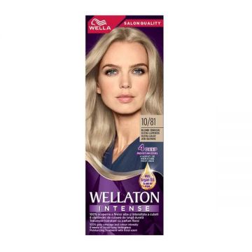 Vopsea Permanenta cu Ulei de Argan - Wella Wellaton Intense, nuanta 10/81 Ultra Light Ash Blonde, 110 ml