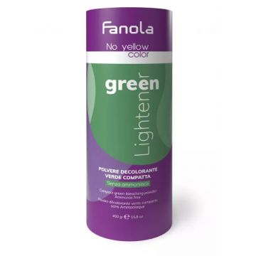 Fanola Pudra decoloranta profesionala fara amoniac cu pigment verde 5 tonuri No Yellow Green Compact Powder 450g