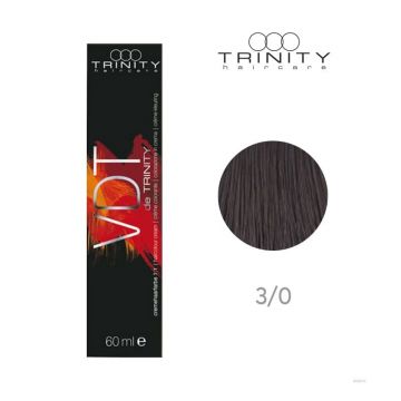 Vopsea crema pentru par VDT Trinity Haircare 3/0 Maro inchis, 60 ml