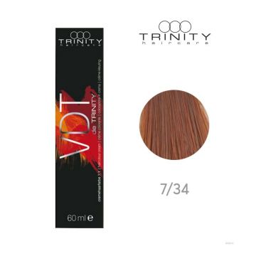 Vopsea crema pentru par VDT Trinity Haircare 7/34 Blond mediu auriu aramiu, 60 ml