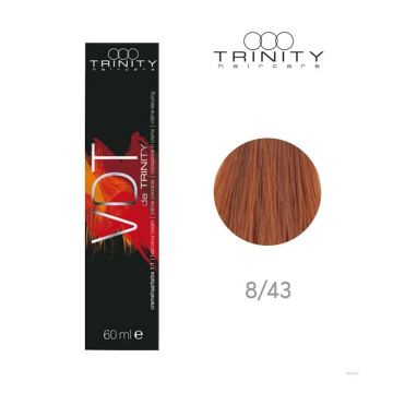 Vopsea crema pentru par VDT Trinity Haircare 8/43 Blond deschis aramiu auriu, 60 ml