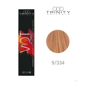 Vopsea crema pentru par VDT Trinity Haircare 9/334 Blond luminos auriu intens aramiu, 60 ml