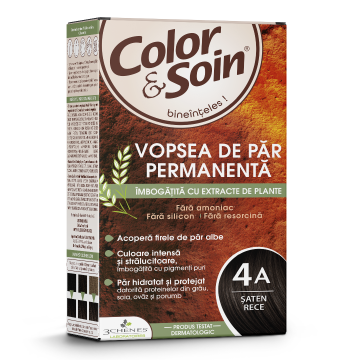 Vopsea de par fara amoniac, fara silicon, saten rece, 4A, Color&Soin