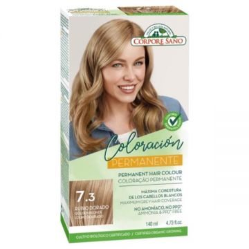 Vopsea de Par Permanenta fara Amoniac Corpore Sano, nuanta 7.3 Blond Auriu, 140 ml