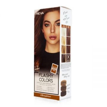 Vopsea Semi-Permanenta 100% Vegana - Neva Flashy Colors Honey Brown, nuanta Saten Miere, 100 ml