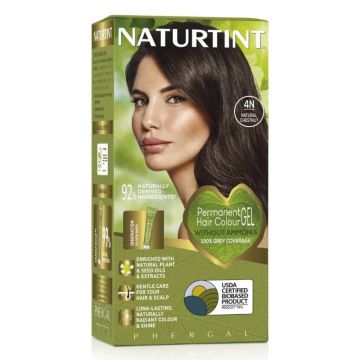 Vopsea de par permanenta 4N Natural Chestnut, 170 ml, Naturtint