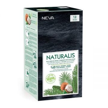 Vopsea de Par Vegana Fara Amoniac - Naturalis, Neva, nuanta 1.0 Negru Intens, 150 ml