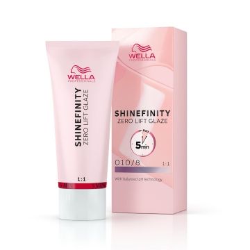 Vopsea demi-permanenta Shinefinity Zero Lift Glaze 010/8 blond luminos perlat, 60 ml, Wella Professionals