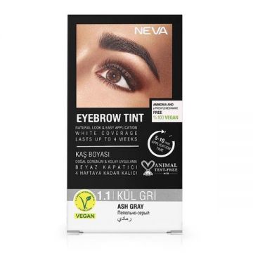 Vopsea Permanenta pentru Sprancene, Fara Aluminiu, 100% Vegana - Neva Eyebrow Tint, nuanta Gri Cenusiu, 30 ml