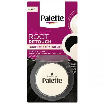 Pudra de Par Nuantatoare pentru Acoperirea Firelor Albe - Schwarzkopf Palette Compact Root Retouch, 1-0 Black, 3 g