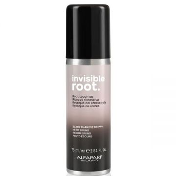 Spray Colorant pentru Radacini - Alfaparf Milano Invisible Root, nuanta Black Darkest Brown, 75 ml