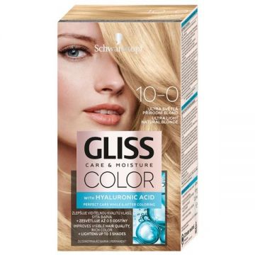 Vopsea de Par Permanenta cu Acid Hialuronic - Schwarzkopf Gliss Color Care & Moisture with Hyaluronic Acid, nuanta 10-0 Ultra Light Natural Blonde