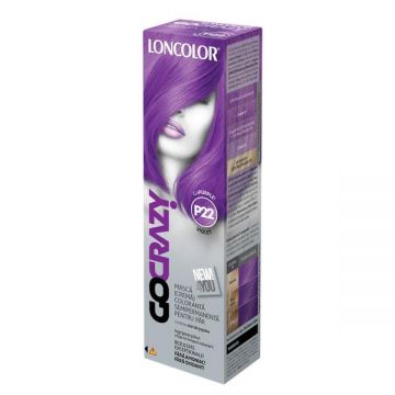 Masca Crema Coloranta Semipermanenta pentru Par Loncolor GoCrazy, nuanta P22 GoPurple, 100 ml