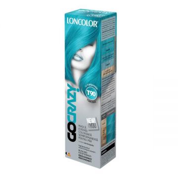 Masca Crema Coloranta Semipermanenta pentru Par Loncolor GoCrazy, nuanta T90 GoTurquoise, 100 ml