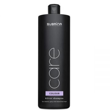 Sampon cu Reflexe Argintii pentru Neutralizarea Tonurilor Galbene - Subrina Professional Care Colour Silver Shampoo for Blond, Grey and Bleached Hair, 1000 ml