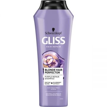 Sampon Reparator Nuantator pentru Par Blond - Schwarzkopf Gliss Hair Repair Blond Hair Perfector Purple Repair Shampoo, 250 ml