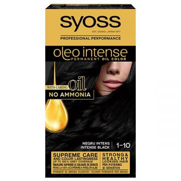 Vopsea de Par Demi-permanenta - Syoss Professional Performance Oleo Intense Permanent Oil Color, nuanta 1-10 Negru Intens