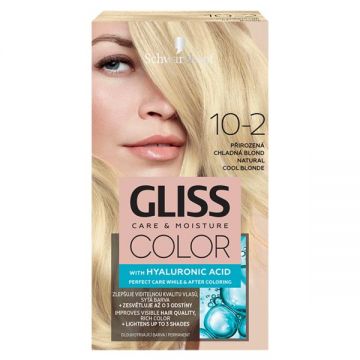 Vopsea de Par Permanenta cu Acid Hialuronic - Schwarzkopf Gliss Color Care & Moisture with Hyaluronic Acid, nuanta 10-2 Natural Cool Blonde