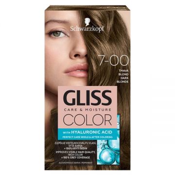 Vopsea de Par Permanenta cu Acid Hialuronic - Schwarzkopf Gliss Color Care & Moisture with Hyaluronic Acid, nuanta 7-00 Dark Blonde