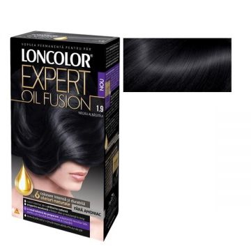 Vopsea de Par Permanenta Fara Amoniac Loncolor Expert Oil Fusion, nuanta 1.9 negru albastrui