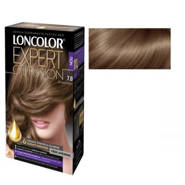 Vopsea de Par Permanenta Fara Amoniac Loncolor Expert Oil Fusion, nuanta 7.0 blond mediu