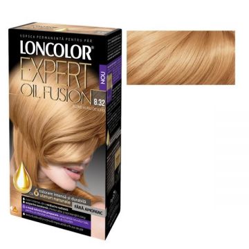 Vopsea de Par Permanenta Fara Amoniac Loncolor Expert Oil Fusion, nuanta 8.32 blond auriu deschis