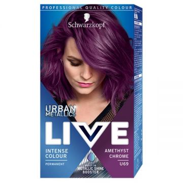 Vopsea de Par Permanenta - Schwarzkopf Live Urban Metallics Intense Colour Permanent Built-in Metallic Shine Booster, nuanta U69 Amethyst Chrome