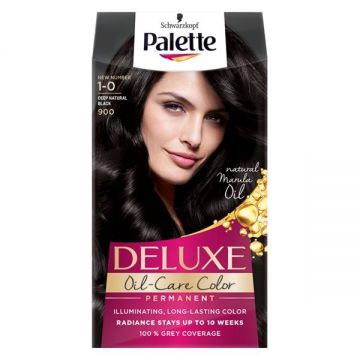 Vopsea de Par Permanenta - Schwarzkopf Palette Deluxe Oil-Care Color Permanent, nuanta 1-0 (900) Deep Natural Black