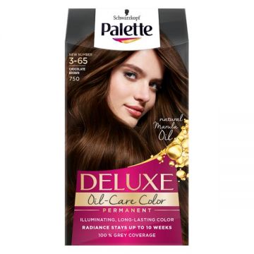 Vopsea de Par Permanenta - Schwarzkopf Palette Deluxe Oil-Care Color Permanent, nuanta 3-65 (750) Chocolate Brown