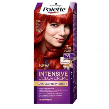 Vopsea de Par Permanenta - Schwarzkopf Palette Intensive Color Creme Long-Lasting Intensity Permanent, nuanta 7-887 (RV6) Rosu Stacojiu