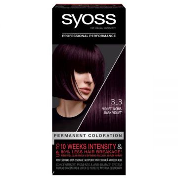 Vopsea de Par Permanenta - Syoss Professional Performance Permanent Coloration Baseline, nuanta 3_3 Dark Violet