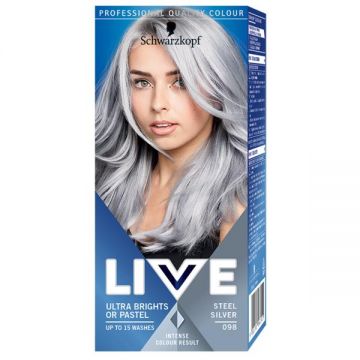 Vopsea de Par Semipermanenta - Schwarzkopf Live Ultra Brights or Pastel, nuanta 098 Steel Silver