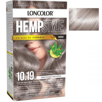 Vopsea Permanenta pentru Par Loncolor Expert HempStyle, nuanta 10.19 blond argintiu