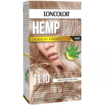 Vopsea Permanenta pentru Par Loncolor Expert HempStyle, nuanta 11.10 blond ultra deschis