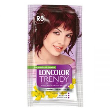 Vopsea Semipermanenta Loncolor Trendy Colors, nuanta R5 rosu soul, 2x 25 ml