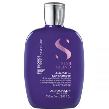 Sampon pentru Neutralizarea Tonurilor de Galben - Alfaparf Milano Semi di Lino Anti-Yellow Low Shampoo, 250 ml